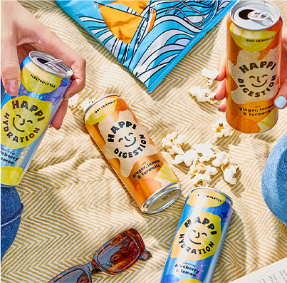Happi cans on beach